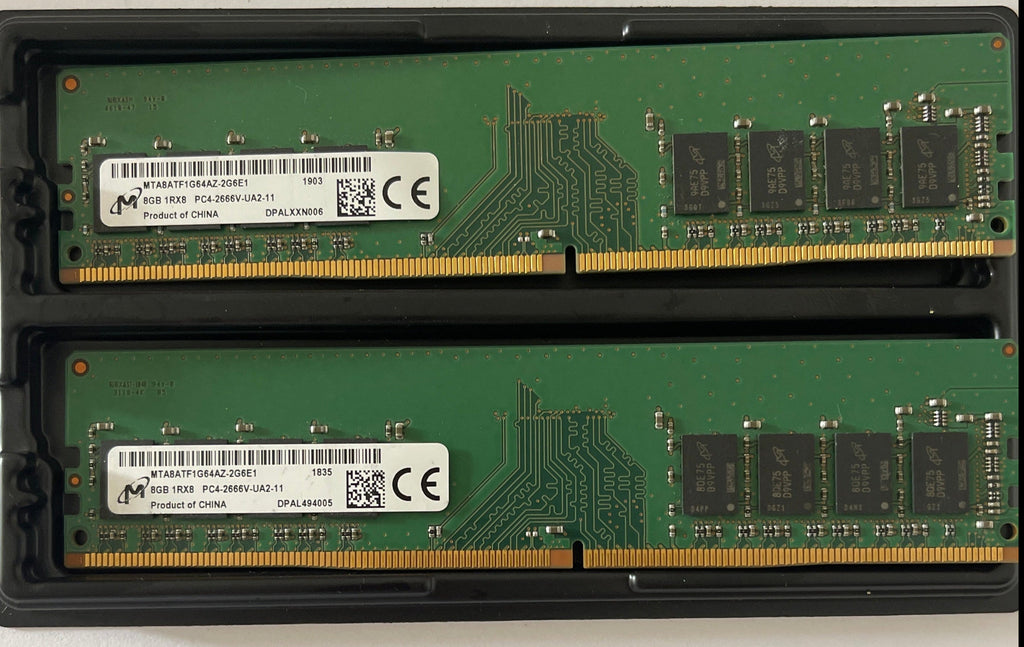 16GB Kit 2x8GB Micron DDR4 2666MHz PC4-2666V 1Rx8 UDIMM Desktop RAM