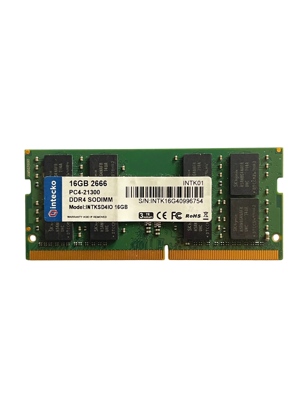 16GB DDR4 SO-DIMM RAM 2666MHz PC4-21300 Laptop Speicher Intecko INTKSD4I0